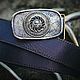 Order Leather belt with bronze buckle ' Viking Algiz'. Leather product G.M.G.. Livemaster. . Straps Фото №3