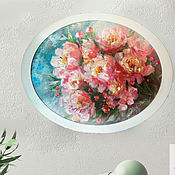 Картины и панно handmade. Livemaster - original item Oil painting with peonies in an oval frame. Handmade.