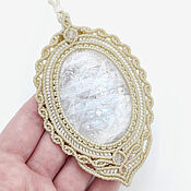 Украшения handmade. Livemaster - original item Beige White Natrolite pendant natural stone large boho pendant. Handmade.
