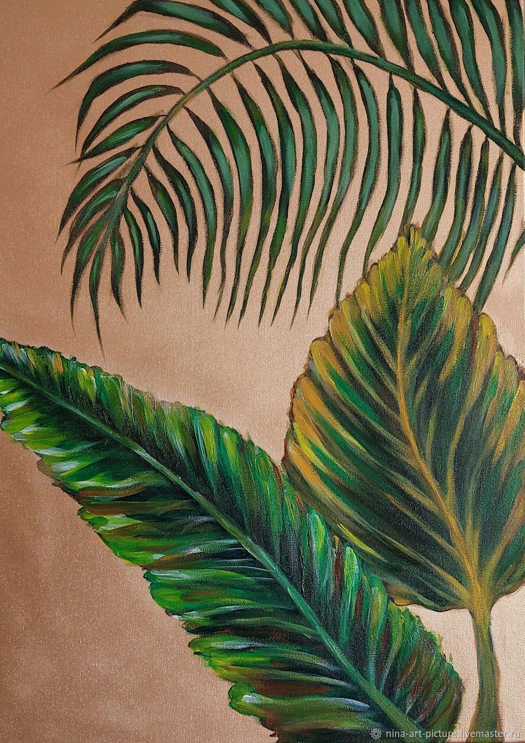 Картина тропические листья акрил в интернет-магазине Ярмарка Мастеров ...