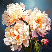 Картины и панно handmade. Livemaster - original item Interior painting White Peonies. Painting flowers. Handmade.
