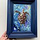  Oil painting 'Turtle in the ocean', framed. Pictures. Zhanne Shepetova. My Livemaster. Фото №5