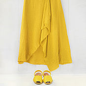 Одежда ручной работы. Ярмарка Мастеров - ручная работа Boho style skirt made of yellow linen. Handmade.