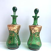 Винтаж handmade. Livemaster - original item Vintage Perfume Bottles Green Glass Perfume Bottle. Handmade.