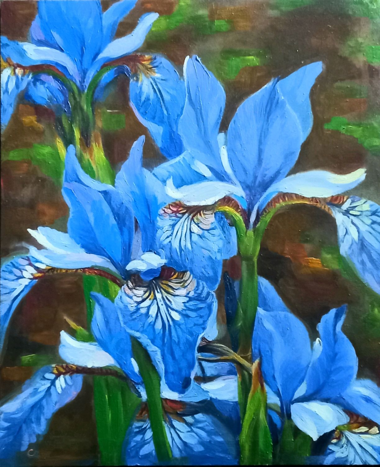 "Голубые ирисы" холст, масло – заказать на Ярмарке Мастеров – T1AK2RU ...