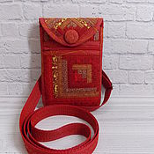 Сумки и аксессуары handmade. Livemaster - original item Patchwork phone bag, phone case with pocket, Ethno. Handmade.