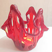 Для дома и интерьера handmade. Livemaster - original item A candle holder made of glass Scarlet flower. Handmade.