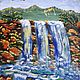 Водопад, картина гуашью, А3, пейзаж, горы, Картины, Ижевск,  Фото №1