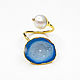 Pearl and Quartz ring, blue ring, gift ring. Rings. Irina Moro. My Livemaster. Фото №4