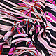 Вискоза креп-шифон розовые полоски на черном, Ткани, Сочи,  Фото №1