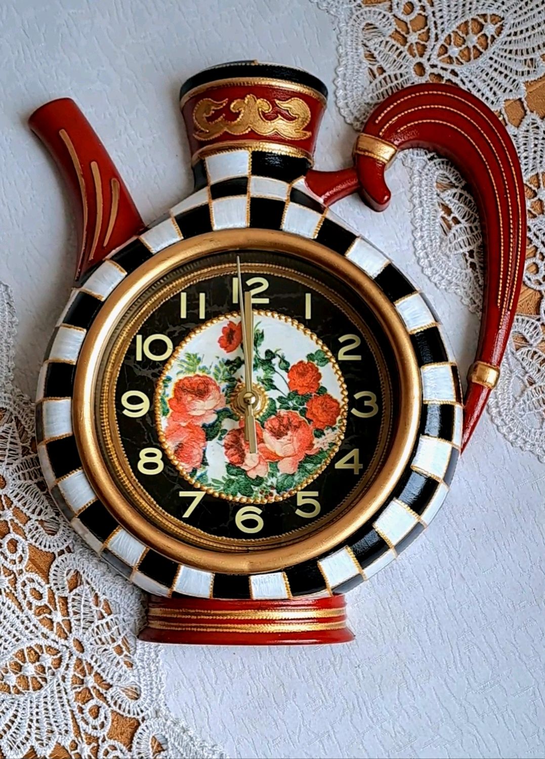 Часы настенные в стиле МакКензи с ручной росписью, часы кухонные в ...