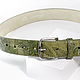 Olive Beige Leather Belt. Straps. Two Starlings. Ярмарка Мастеров.  Фото №5