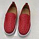 Slip-ons made of genuine ostrich leather, in red, to order!, Slip-ons, St. Petersburg,  Фото №1
