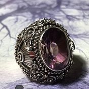 Серебряное кольцо  с  голубым халцедоном "Нежность"