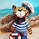 Текстильная интерьерная игрушка Тигр морячок подарок на 23 февраля, Мягкие игрушки, Приозерск,  Фото №1