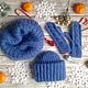 Knitted accessories set 'Blue Jeans'. Headwear Sets. Knitting for kids and moms. Online shopping on My Livemaster.  Фото №2