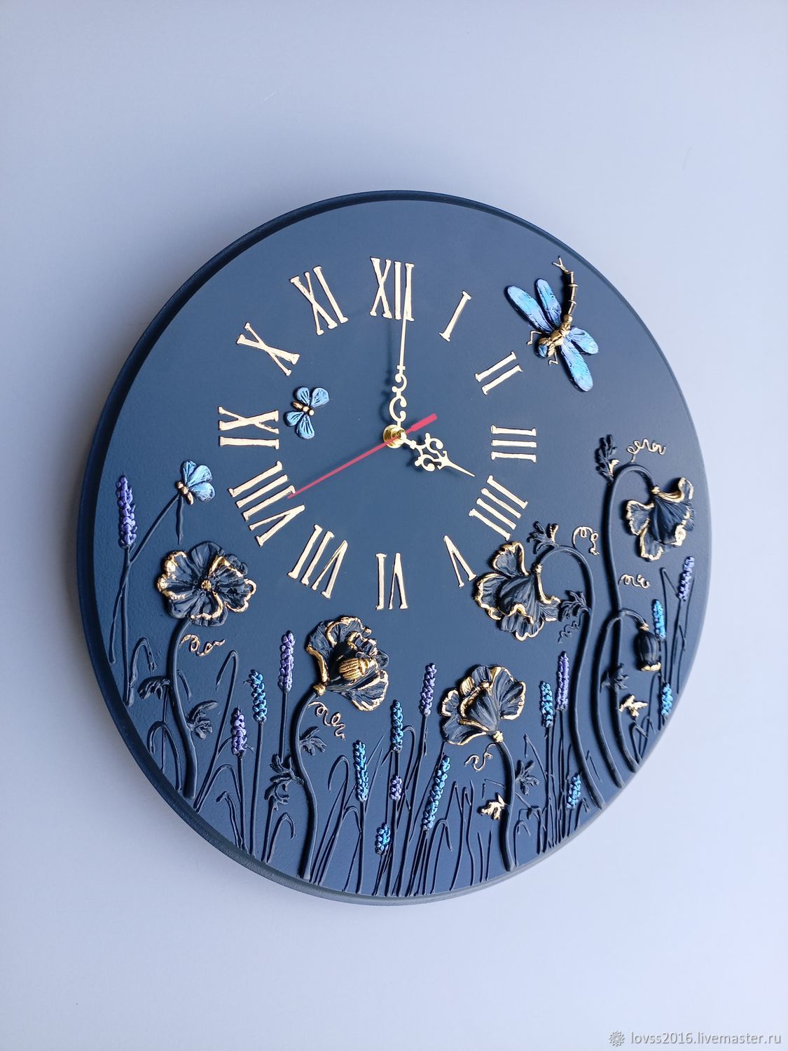 Часы -барельеф"Голубая стрекоза" купить в интернет-магазине Ярмарка ...