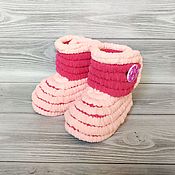 Одежда детская handmade. Livemaster - original item Children`s shoes: knitted plush boots for girls, 12 cm. Handmade.
