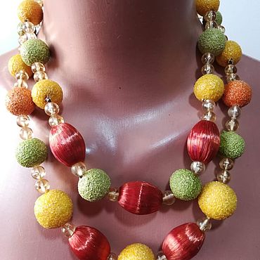 Цветы и флористика ручной работы. Ярмарка Мастеров - ручная работа Japan. Ожерелье с шелком двухрядное. AN3. Handmade.