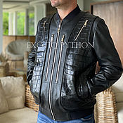 Мужская одежда handmade. Livemaster - original item Crocodile and lamb leather jacket. Handmade.