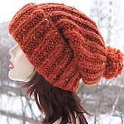 Аксессуары handmade. Livemaster - original item Warm winter hat made of Icelandic Orange yarn. Handmade.