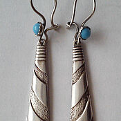 Винтаж handmade. Livemaster - original item Earrings with turquoise, nickel silver 1970`s. Handmade.