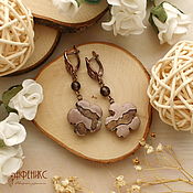 Украшения handmade. Livemaster - original item Chohua Flower Earrings with Smoky Quartz. Handmade.