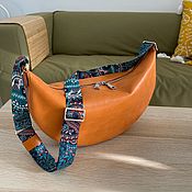 Сумки и аксессуары handmade. Livemaster - original item Month bag made of genuine leather in orange color. Handmade.
