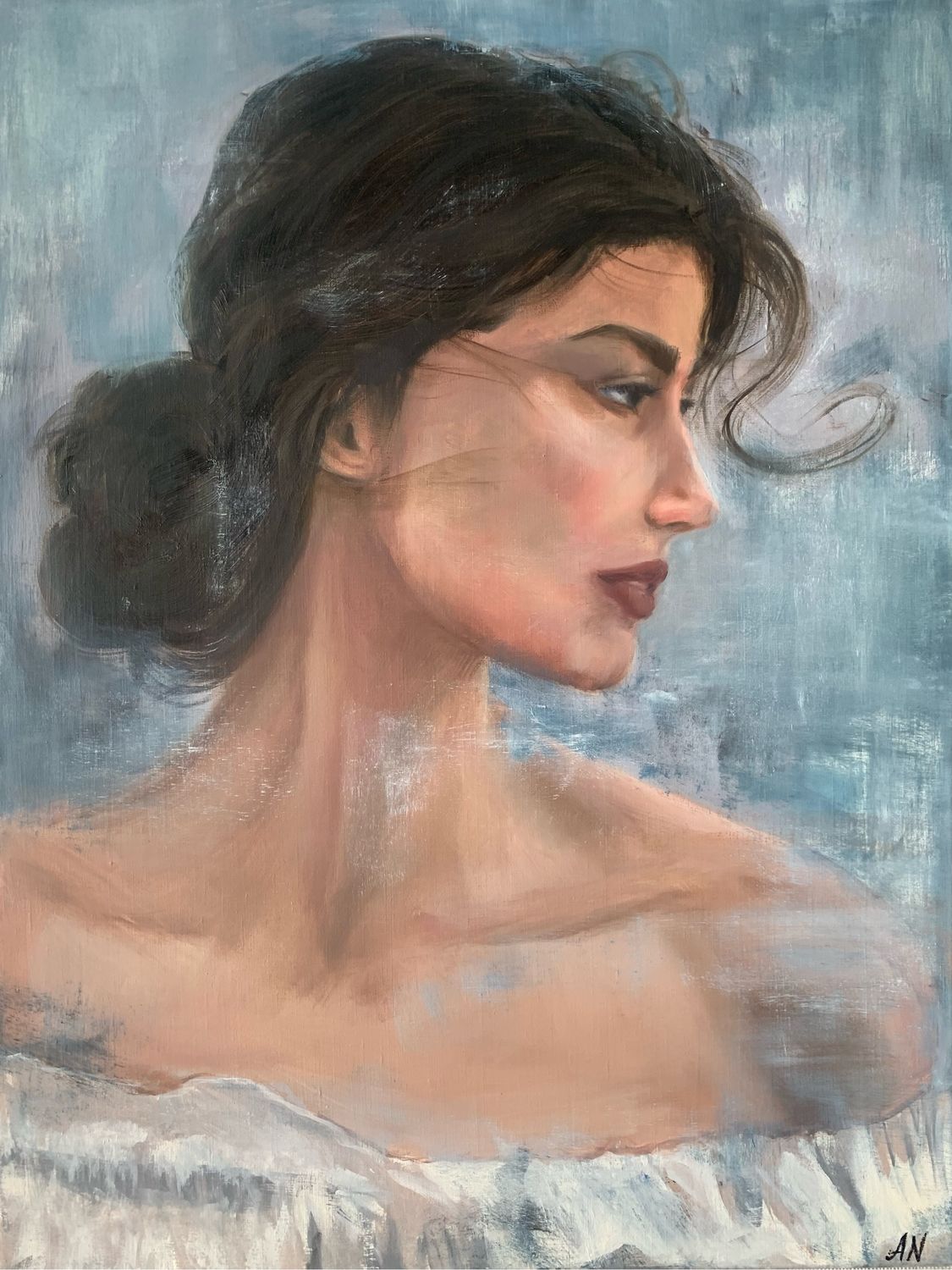 Картина маслом красивая девушка, женский портрет, женщина в интернет ...