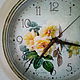 'Yellow roses' wall Clock vintage romance-pale yellow cream, Watch, St. Petersburg,  Фото №1