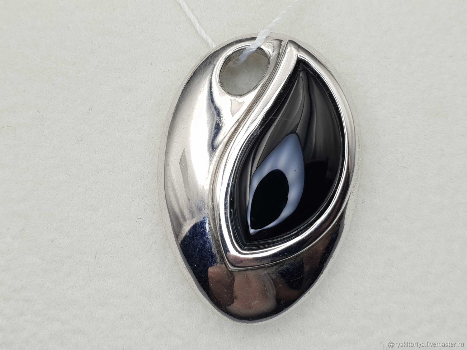 Silver pendant with black onyx 19h9 mm, Pendants, Moscow,  Фото №1