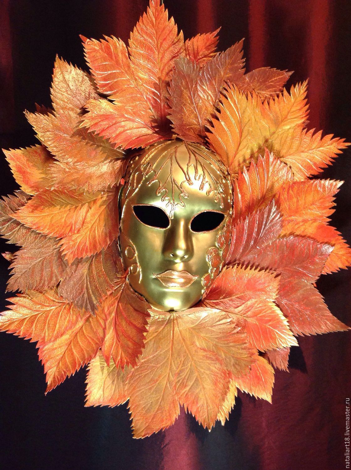 Маска маскировочная лохматая «Лис» лето, осень, листья на основе силовой сетки
