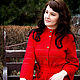 Вязаное пальто-кимоно ярко-красного цвета, Пальто, Красноярск,  Фото №1