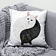 Pillow with the author's drawing ' Yin Yang', Pillow, Kirzhach,  Фото №1