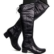 Винтаж handmade. Livemaster - original item 38 size! Winter boots from natures.fur and leather low heel. Handmade.