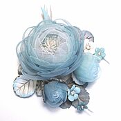 Украшения handmade. Livemaster - original item Valley of Cloud Flowers Brooch Bouquet of flowers made of fabric and genuine leather. Handmade.