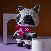 Куклы и игрушки handmade. Livemaster - original item Soft toy Raccoon knitted with a bow. Handmade.