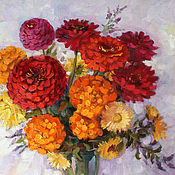 Картины и панно handmade. Livemaster - original item Pictures: Autumn flowers-oil, 40*50. Handmade.