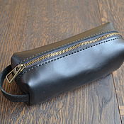 Сумки и аксессуары handmade. Livemaster - original item Cosmetic case made of genuine leather black. Handmade.