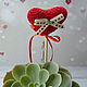 Order Decoration Decor Cake Topper, Flower Knitted Heart Red 22 cm. BarminaStudio (Marina)/Crochet (barmar). Livemaster. . Toppers for bouquets Фото №3