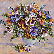 Картины и панно handmade. Livemaster - original item Oil painting on canvas pansies, violets painting. Handmade.