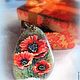 Pendant with painted stone ' Poppies '. Pendants. Picture&miniature lacquer painting. My Livemaster. Фото №4