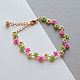 Pink Beaded Floral Zig Zag Bracelet (BB-POP-Z). Braided bracelet. GALATHEA. Online shopping on My Livemaster.  Фото №2