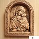 Икона деревянная резная Божией Матери Умиление, Иконы, Белгород,  Фото №1