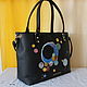 Leather black artistic handbag "Kandinsky. Several Circles". Classic Bag. Leather  Art  Phantasy. My Livemaster. Фото №4