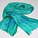 Boho linen scarf long hand dyeing batik. Scarves. SilkColor. My Livemaster. Фото №4