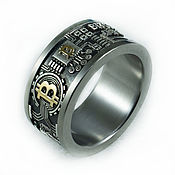 Украшения handmade. Livemaster - original item Bitcoin Titanium Edition Gold B Ring, Crypto ring. Handmade.