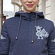Order Dark blue women's hoodie with fur, warm hoodie with hood. Lara (EnigmaStyle). Livemaster. . Sweater Jackets Фото №3