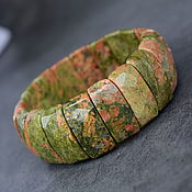 Украшения handmade. Livemaster - original item Large bracelet made of natural unakit stone with a cut. Handmade.