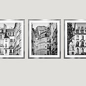 Картины и панно handmade. Livemaster - original item Paris photo paintings black and white posters, triptych Windows on the streets of Paris. Handmade.